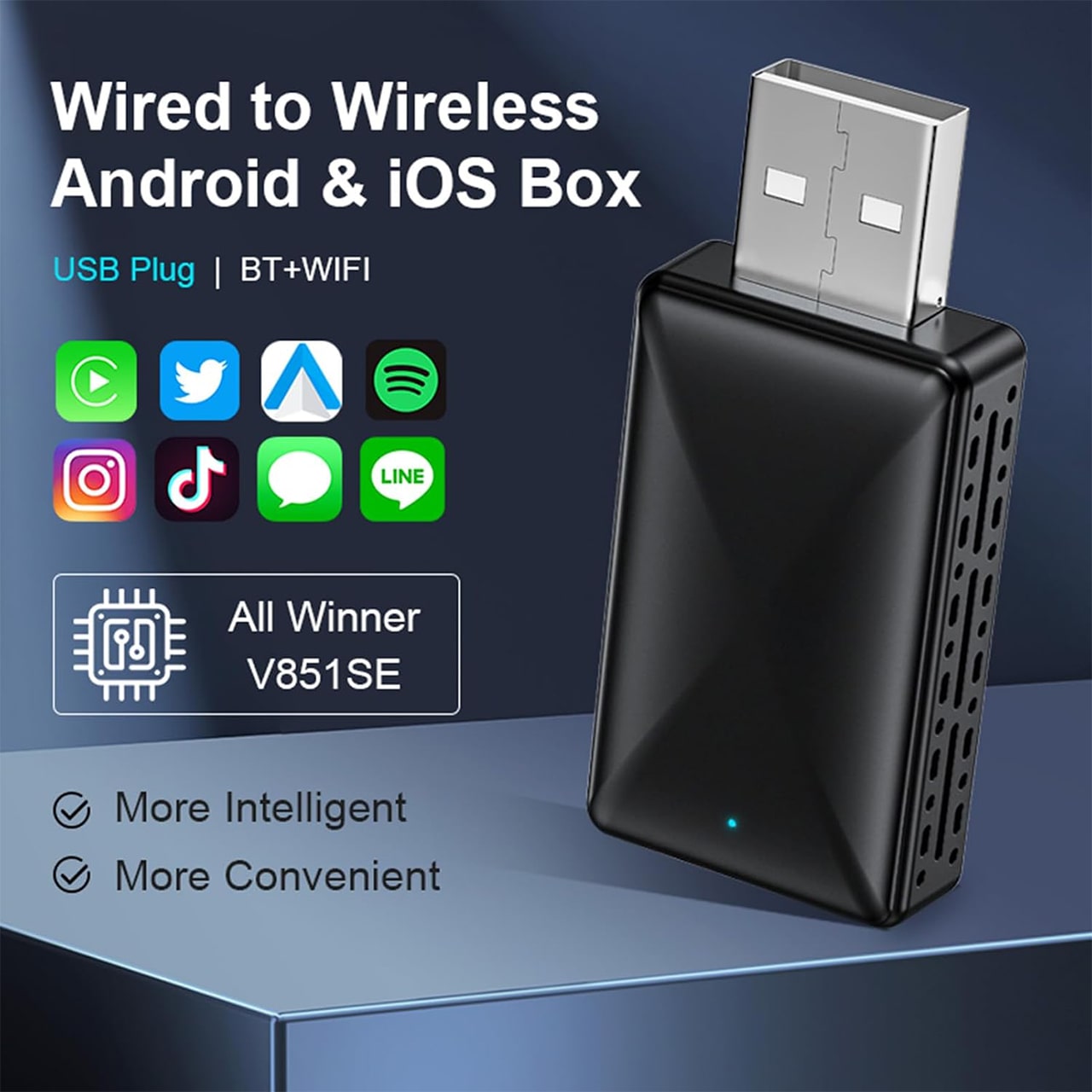 CarPlay, USB kľúč pre bezdrôtové pripojenie auta s Apple CarPlay a Android Auto - Image 1