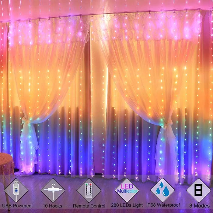 ColorfulCurtain, svetelný záves s 300 farebnými LED svetlami - Image 7