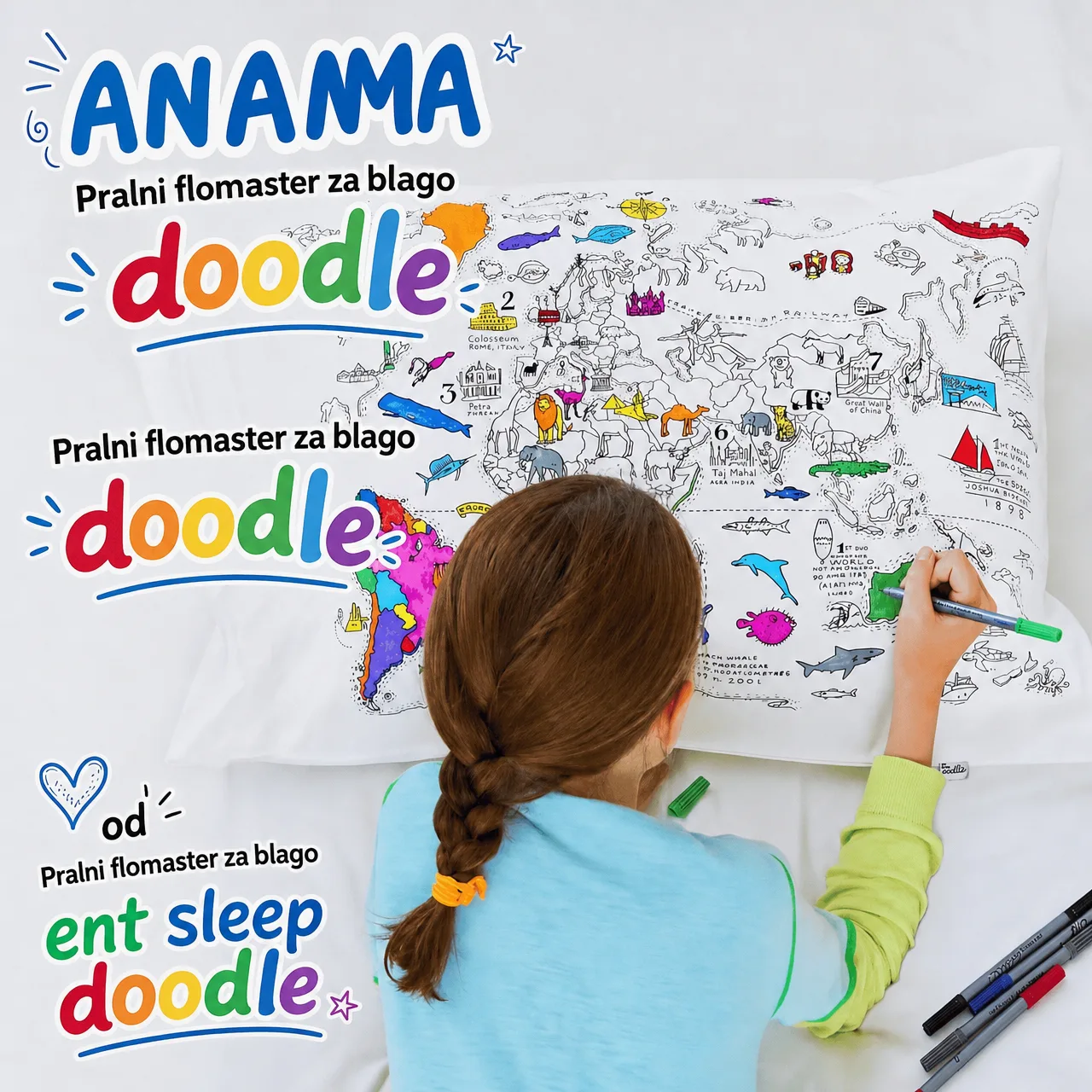Vyfarbi si vankúš – mapa sveta, ColoringPillow - Image 6