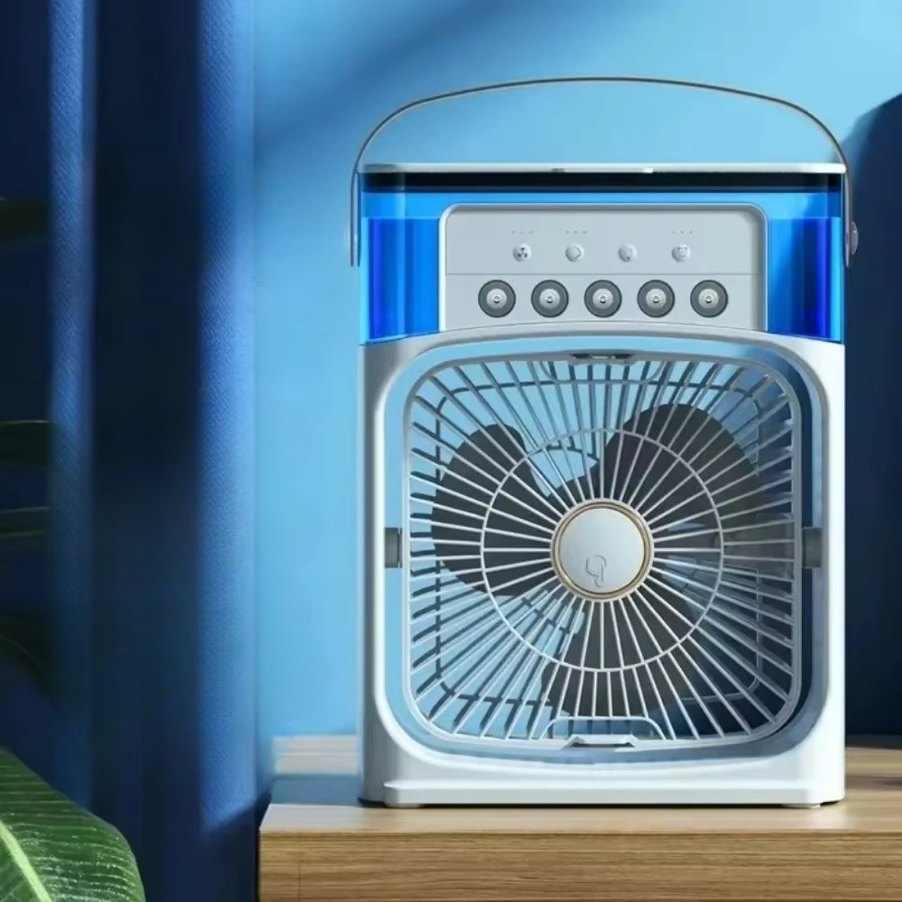 Coolio, 3-v-1 prenosný ventilátor s funkciou zvlhčovača, LED svetlom a chladením - Image 1