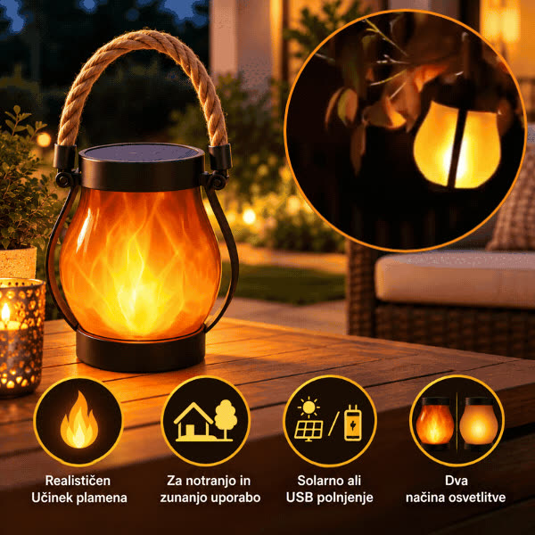 Solárna lampáš s efektom plameňa, Flamy - video