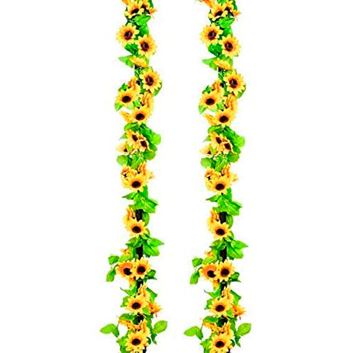 GarlandSunflower, umelá slnečnicová girlanda s prírodným vzhľadom (2 kusy) - Image 1
