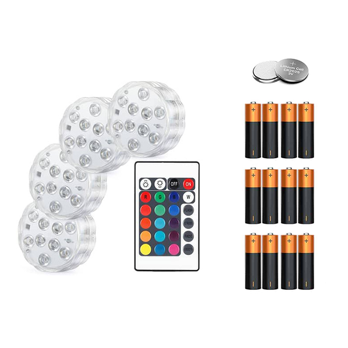 GlowBundle, 4 vodotesné LED svetlá + sada batérií - Image 1