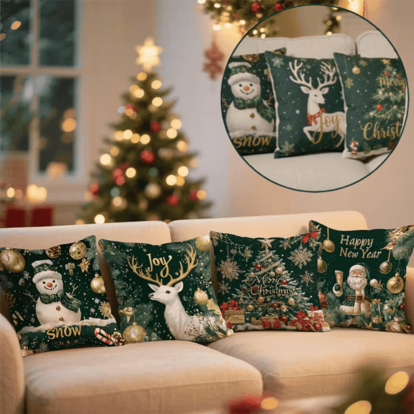Vianočné obliečky na vankúše (4 kusy), GreenXmass - Image 1