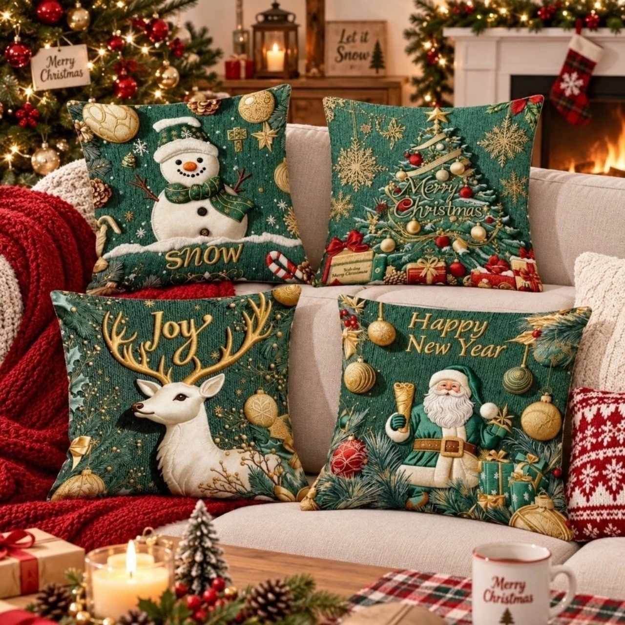 Vianočné obliečky na vankúše (4 kusy), GreenXmass - Image 10