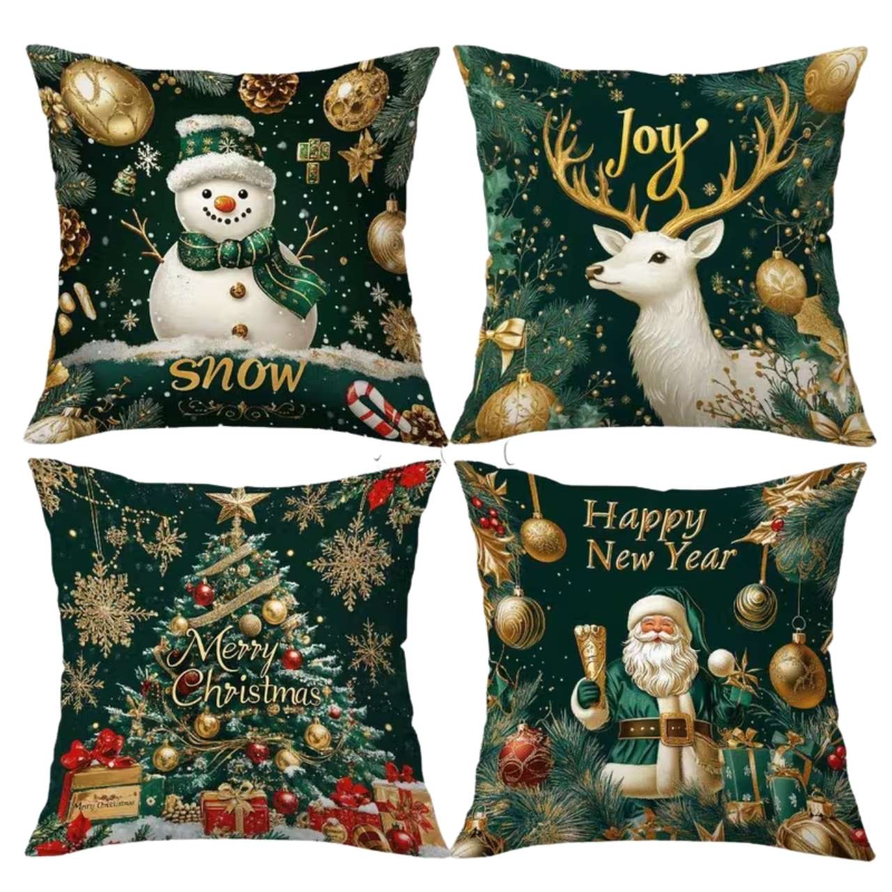 Vianočné obliečky na vankúše (4 kusy), GreenXmass - Image 3