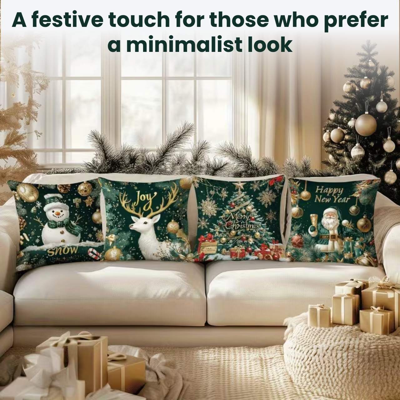 Vianočné obliečky na vankúše (4 kusy), GreenXmass - Image 6