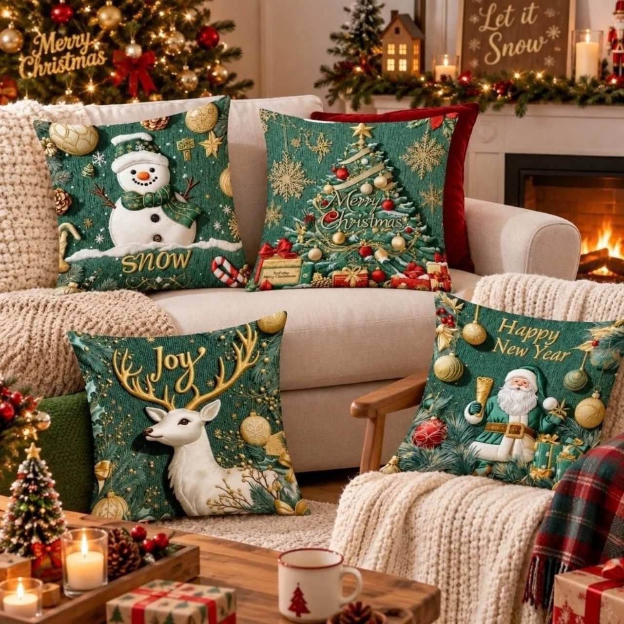 Vianočné obliečky na vankúše (4 kusy), GreenXmass - Image 8