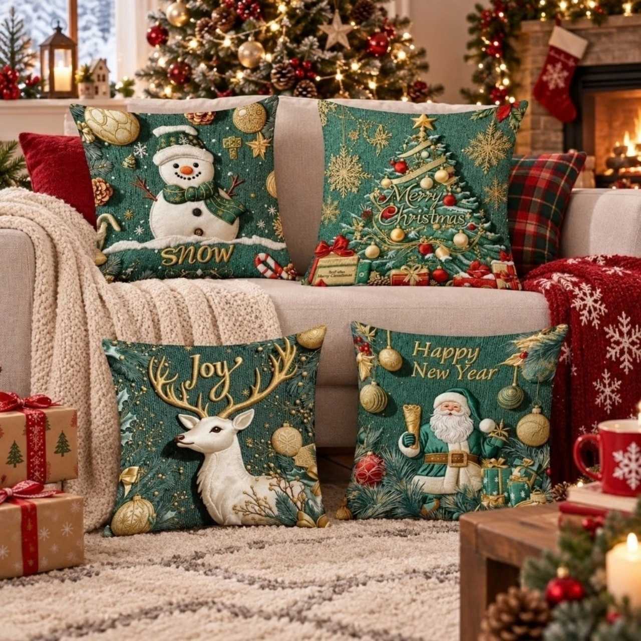 Vianočné obliečky na vankúše (4 kusy), GreenXmass - Image 9