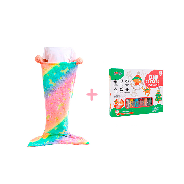 MermaidArtCraft, darčekový set s dekou pre dievčatko a súpravou VIANOČNÝCH príveskov ZADARMO - Image 1