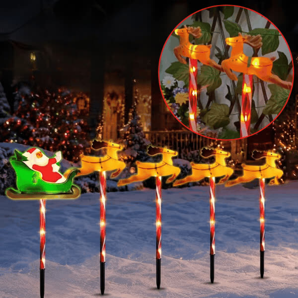 Vianočná záhradná dekorácia so Santa Clausom a sobmi, ReinDeers - video
